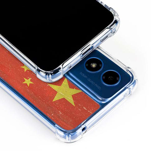 Chinese Flag Distressed Moto G 5G (2024) Clear Case